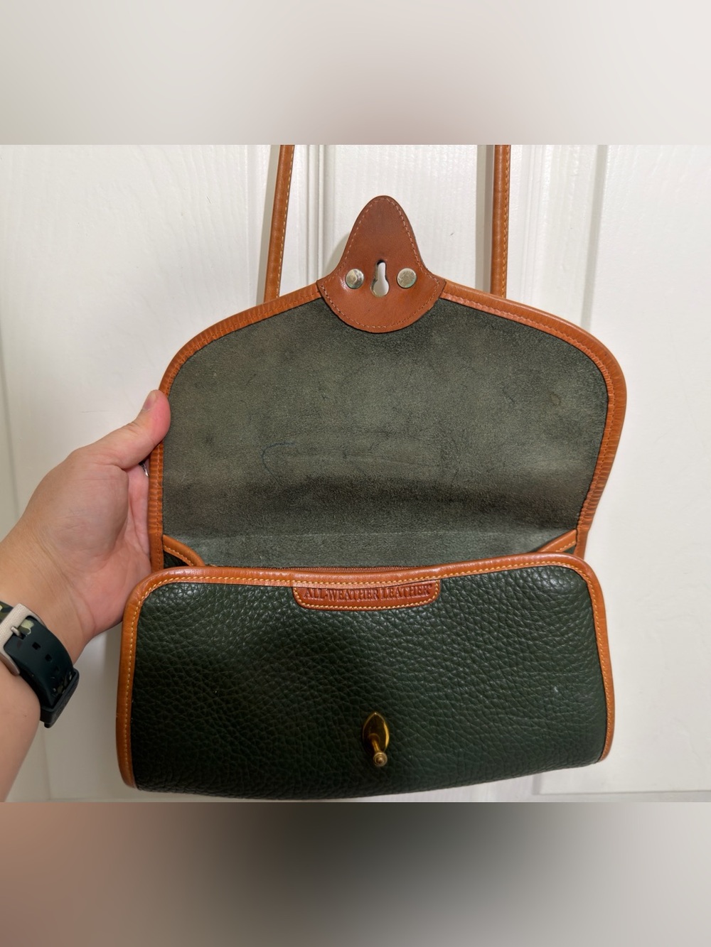 Dooney & Bourke Vintage All Weather Leather Green Crossbody/Clutch Bag - Picture 3 of 10